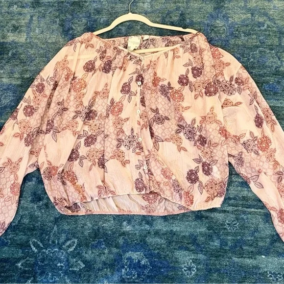 Blu Pepper Bohemian Effortless Airy Sheer Floral Peasant Festival Fairy Hippie - Picture 3 of 9